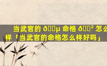 当武官的 🐵 命格 🌲 怎么样「当武官的命格怎么样好吗」